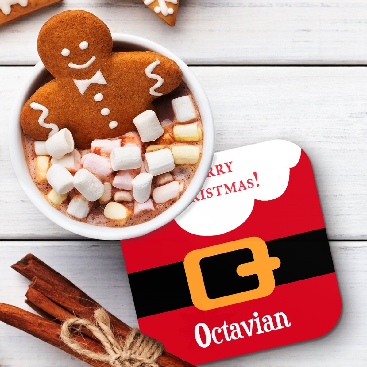 Posavasos personalizado con el texto «Ho, ho, ho»