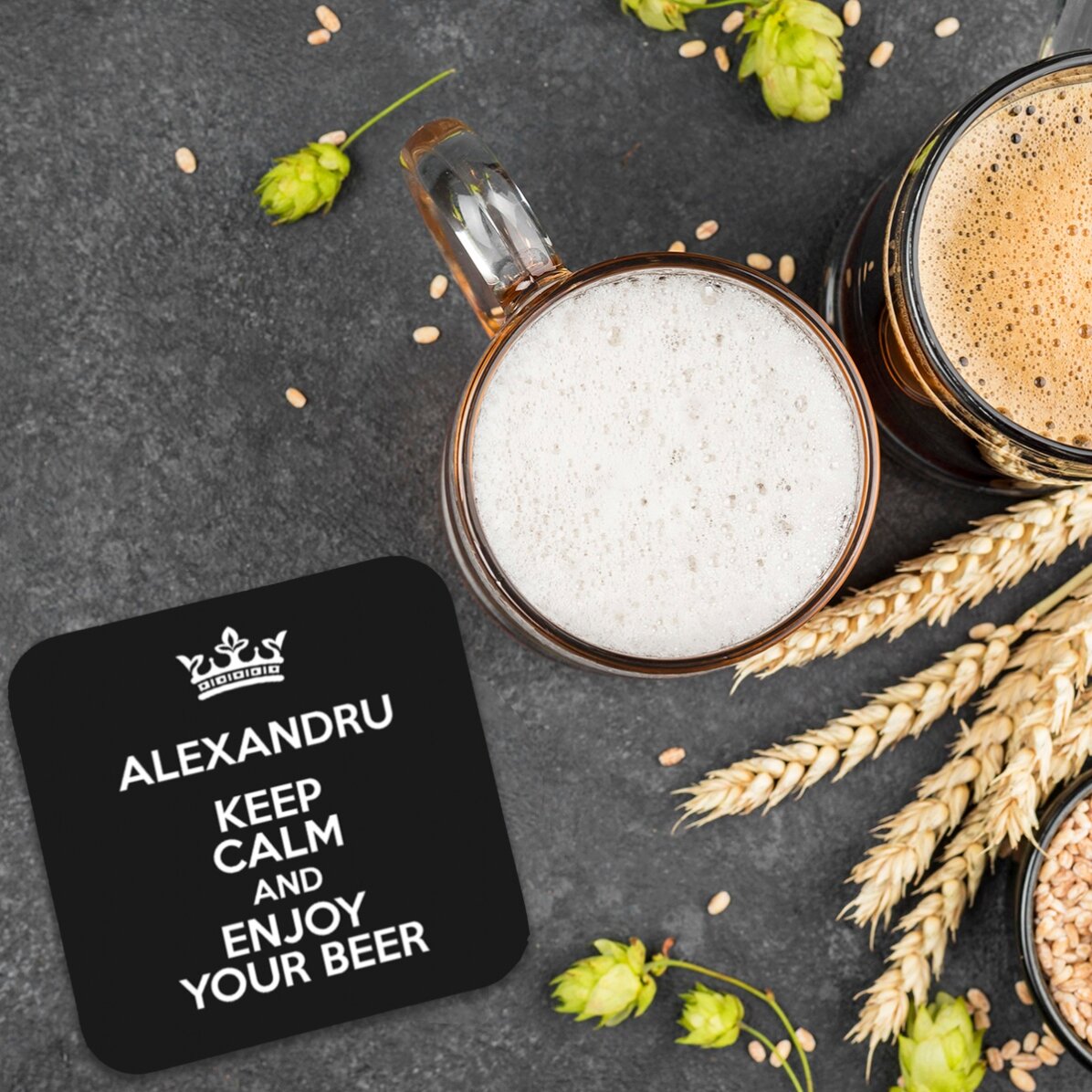 Posavasos personalizado con texto - Keep Calm Black