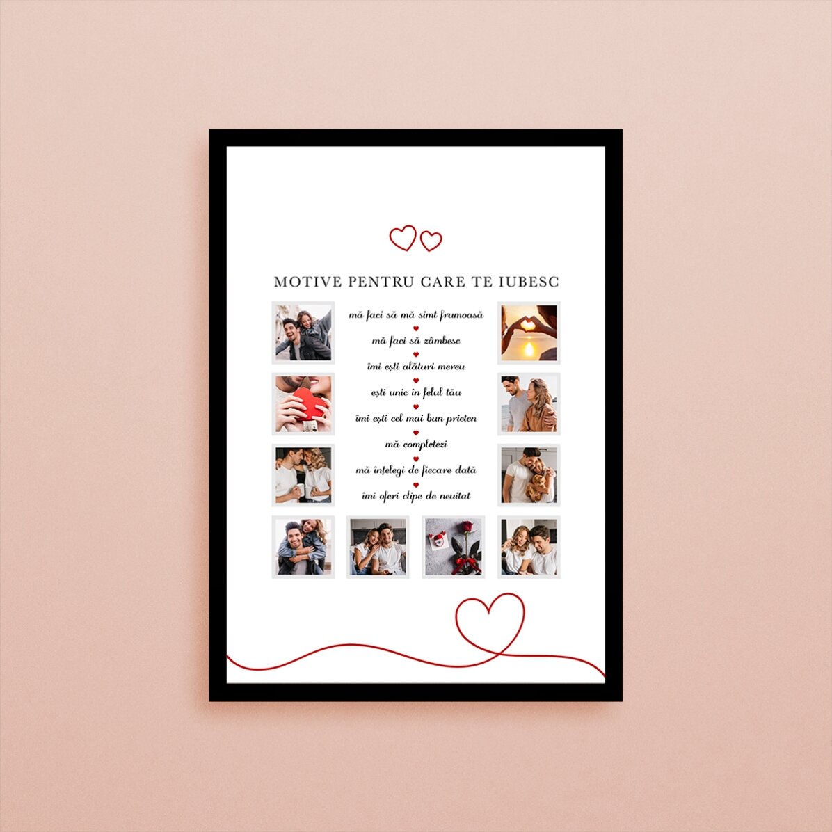Cuadro con 10 fotos y texto: «Razones por las que te quiero»