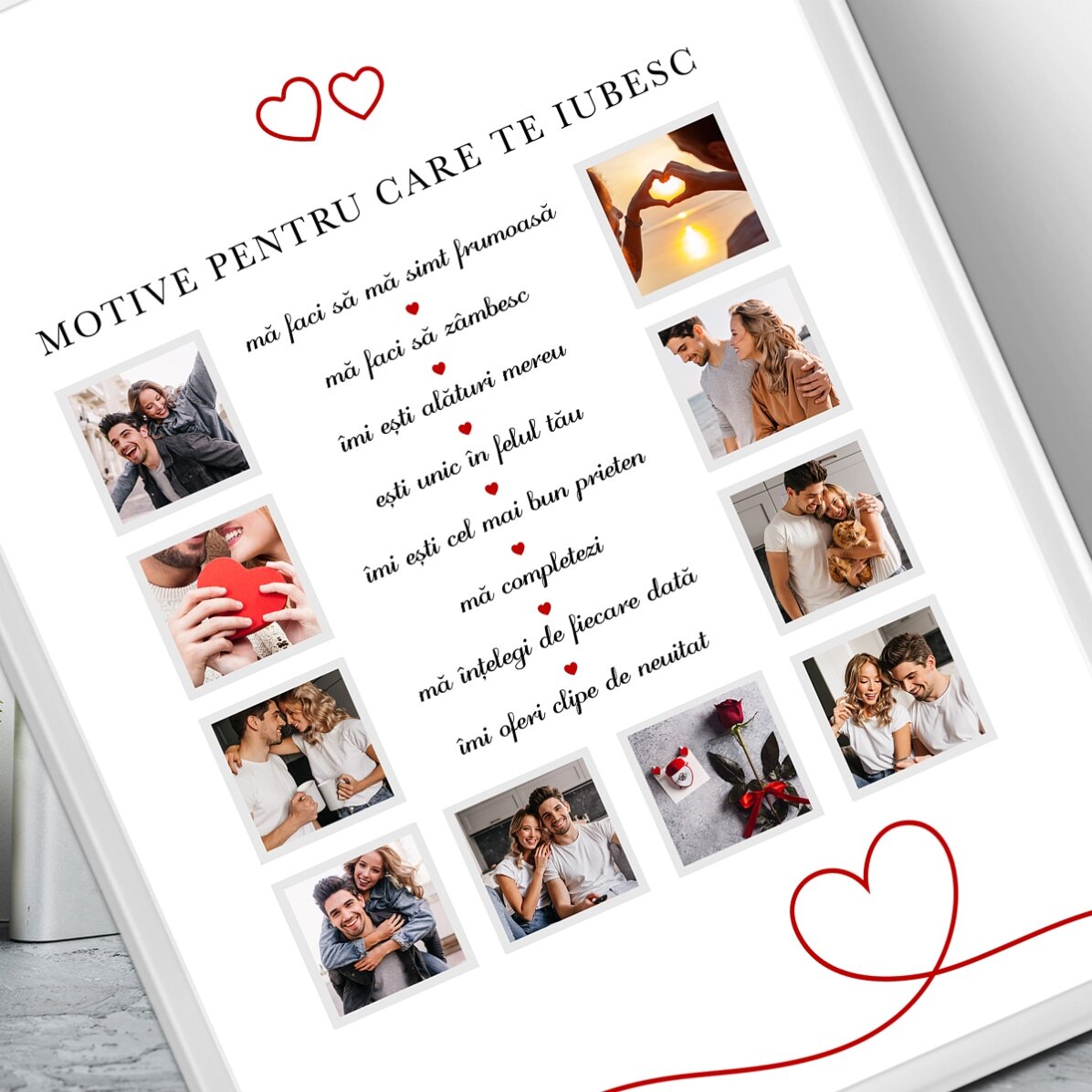 Cuadro con 10 fotos y texto: «Razones por las que te quiero»