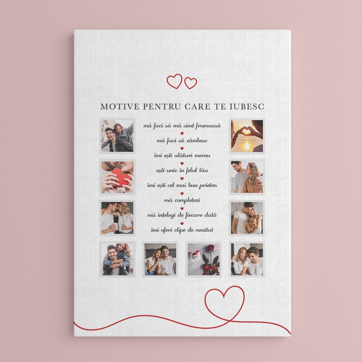 Cuadro con 10 fotos y texto: «Razones por las que te quiero»