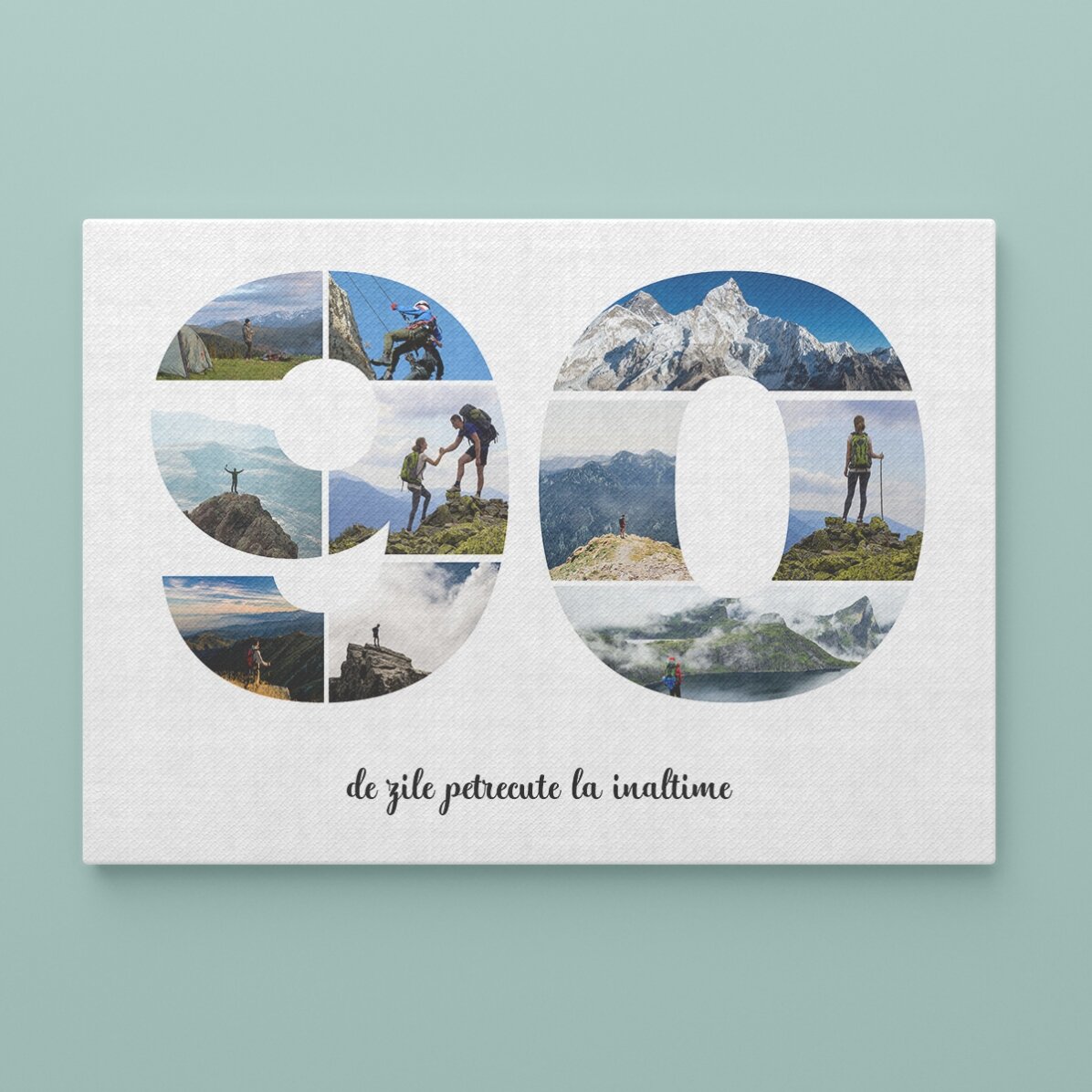 Cuadro paisajístico personalizado con 10 fotos, modelo n.º 90, y mensaje de texto