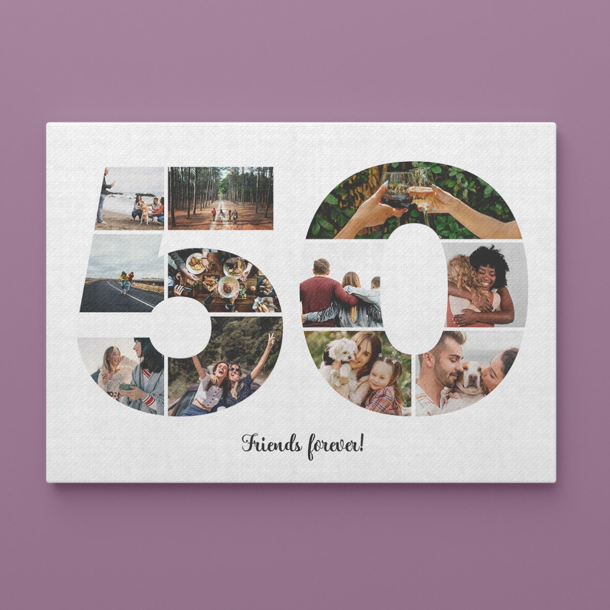 Cuadro paisajístico personalizado con 11 fotos, modelo n.º 50, y mensaje de texto
