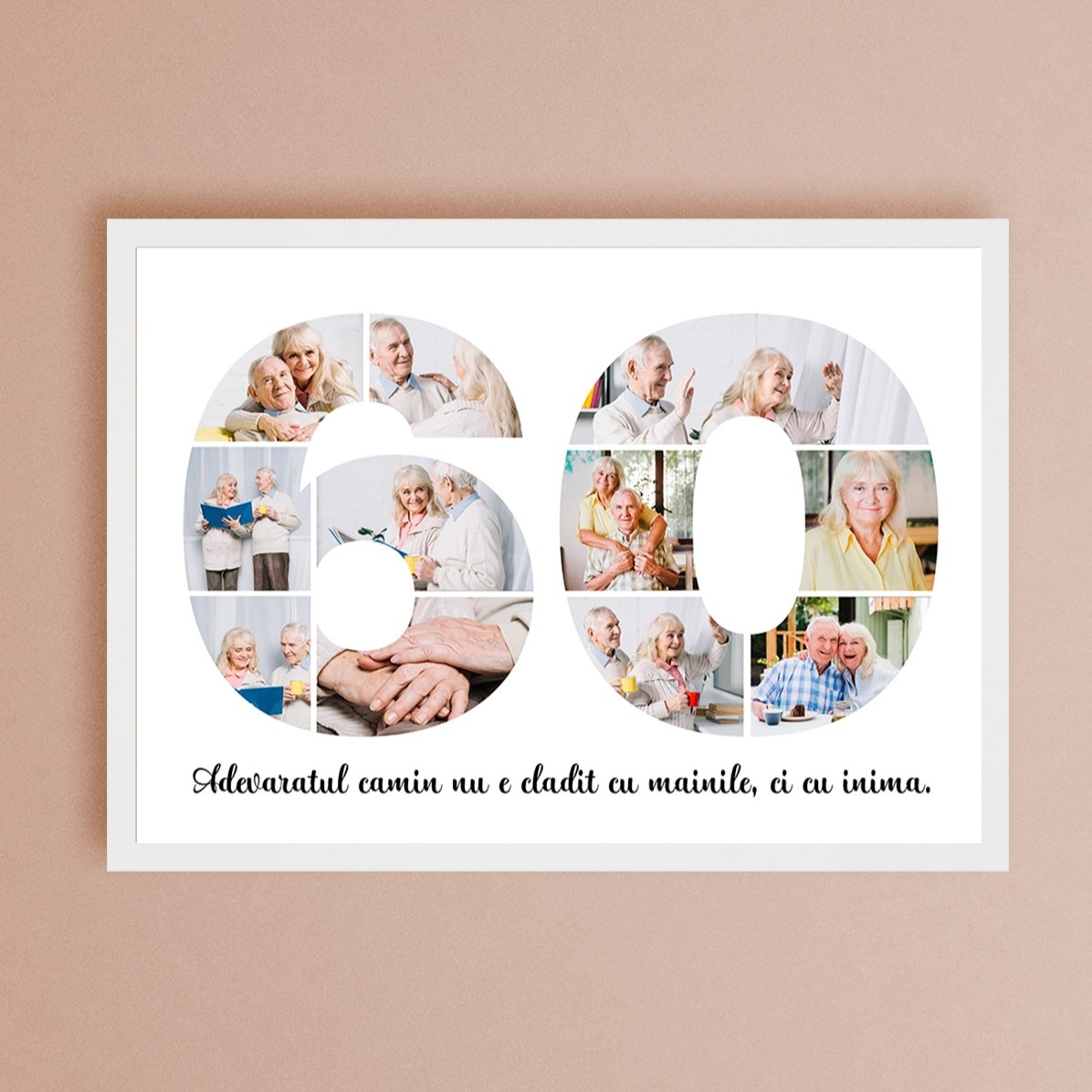 Cuadro paisajístico personalizado con 11 fotos, modelo número 60 y mensaje de texto