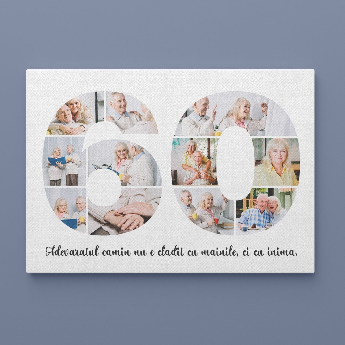 Cuadro paisajístico personalizado con 11 fotos, modelo número 60 y mensaje de texto