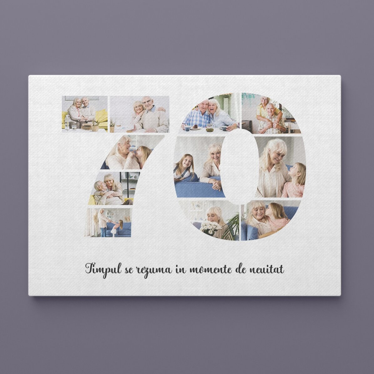 Cuadro paisajístico personalizado con 11 fotos, modelo n.º 70, y mensaje de texto