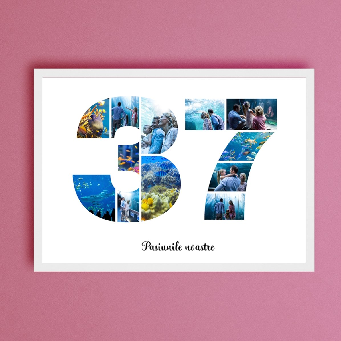 Cuadro paisajístico personalizado con 12 fotos, modelo n.º 37, y mensaje de texto