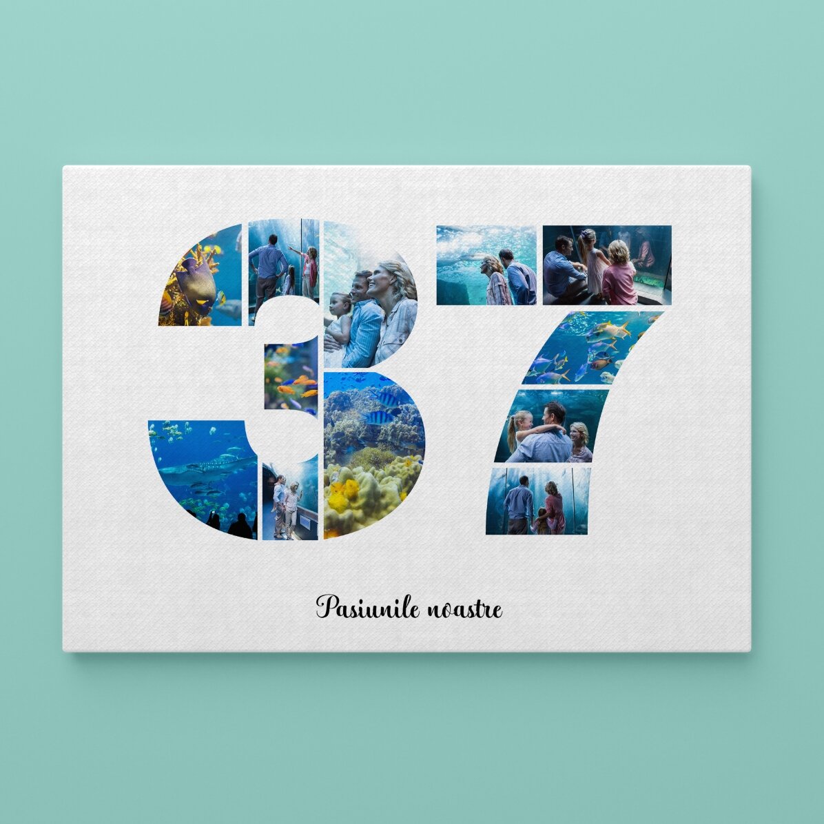 Cuadro paisajístico personalizado con 12 fotos, modelo n.º 37, y mensaje de texto
