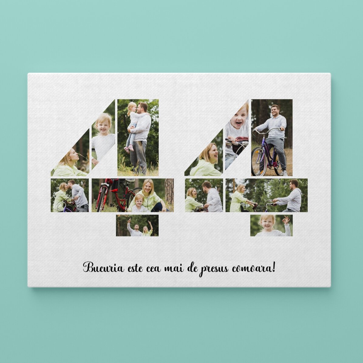 Cuadro paisajístico personalizado con 12 fotos, modelo n.º 44 y mensaje de texto