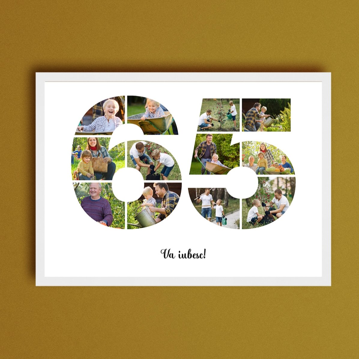 Cuadro paisajístico personalizado con 12 fotos, modelo n.º 65, y mensaje de texto