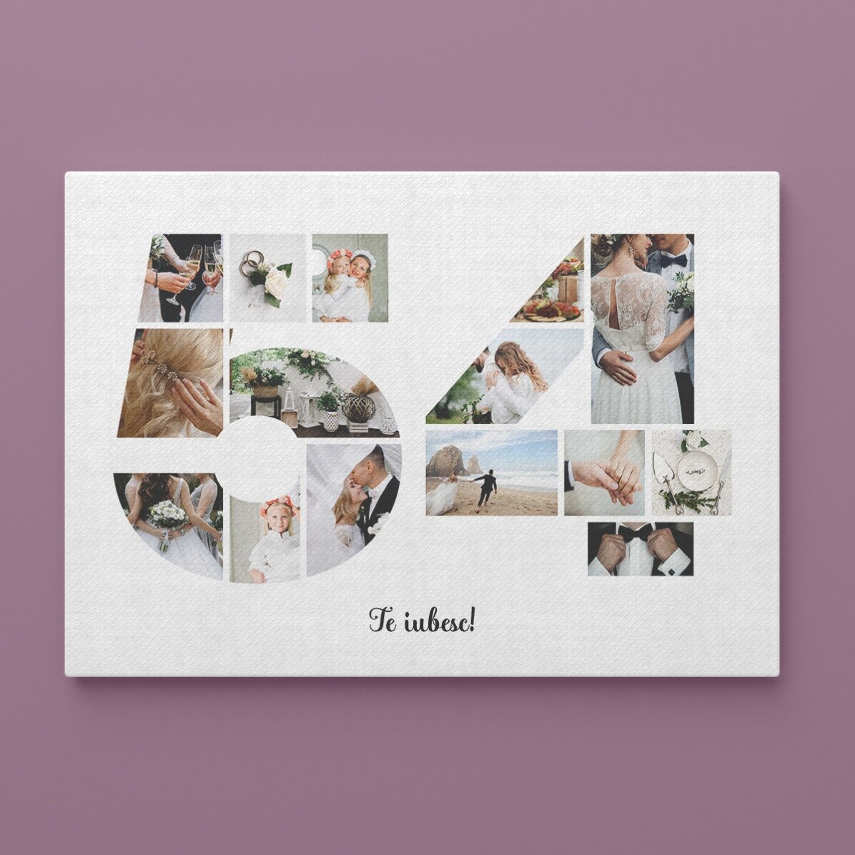 Cuadro paisajístico personalizado con 15 fotos, modelo n.º 54, y mensaje de texto