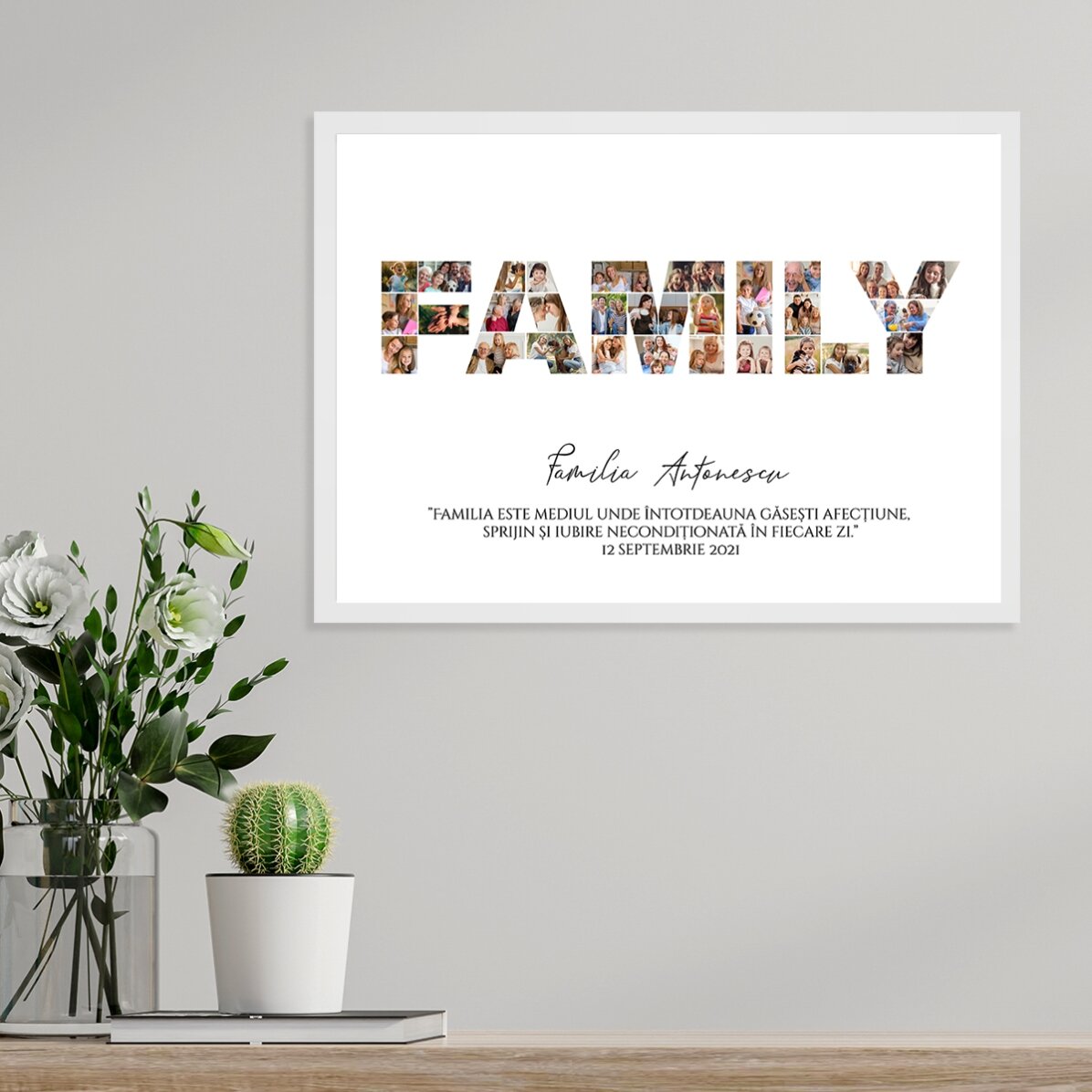 Cuadro personalizado con 30 fotos y texto - Familia