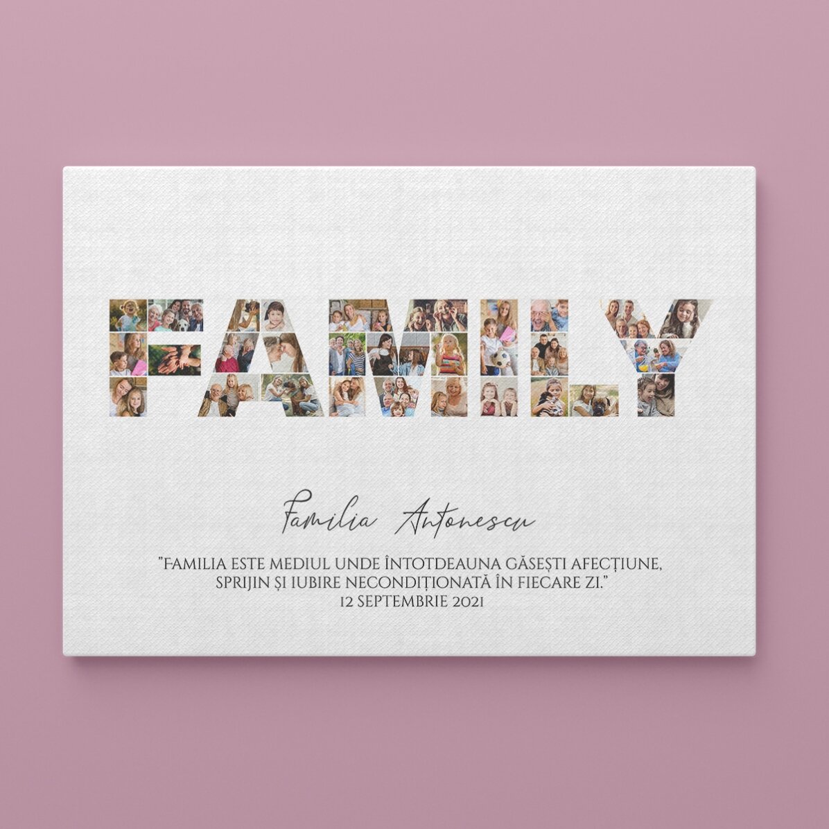 Cuadro personalizado con 30 fotos y texto - Familia