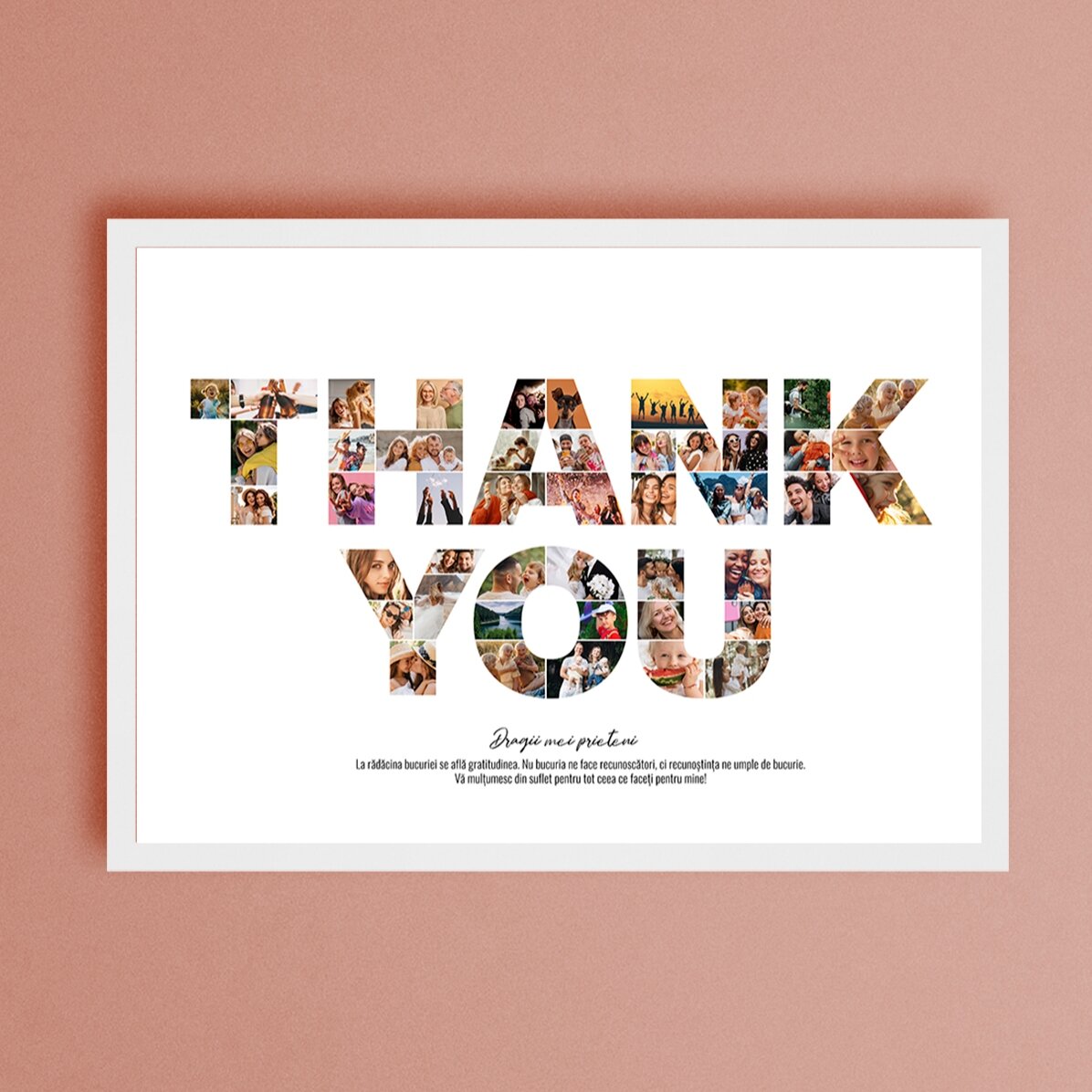 Cuadro personalizado con 46 fotos y texto - THANK YOU