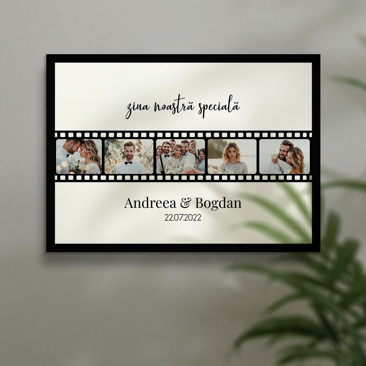 Cuadro personalizado con 5 fotos y texto: «Nuestro día especial»