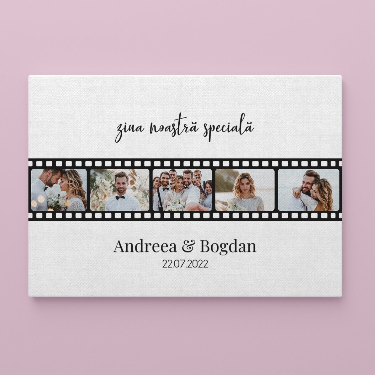 Cuadro personalizado con 5 fotos y texto: «Nuestro día especial»
