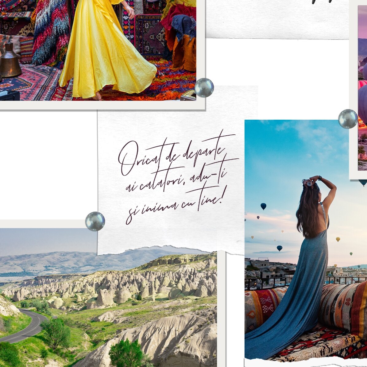 Cuadro paisajístico personalizado con 6 fotos y texto - Tus vacaciones