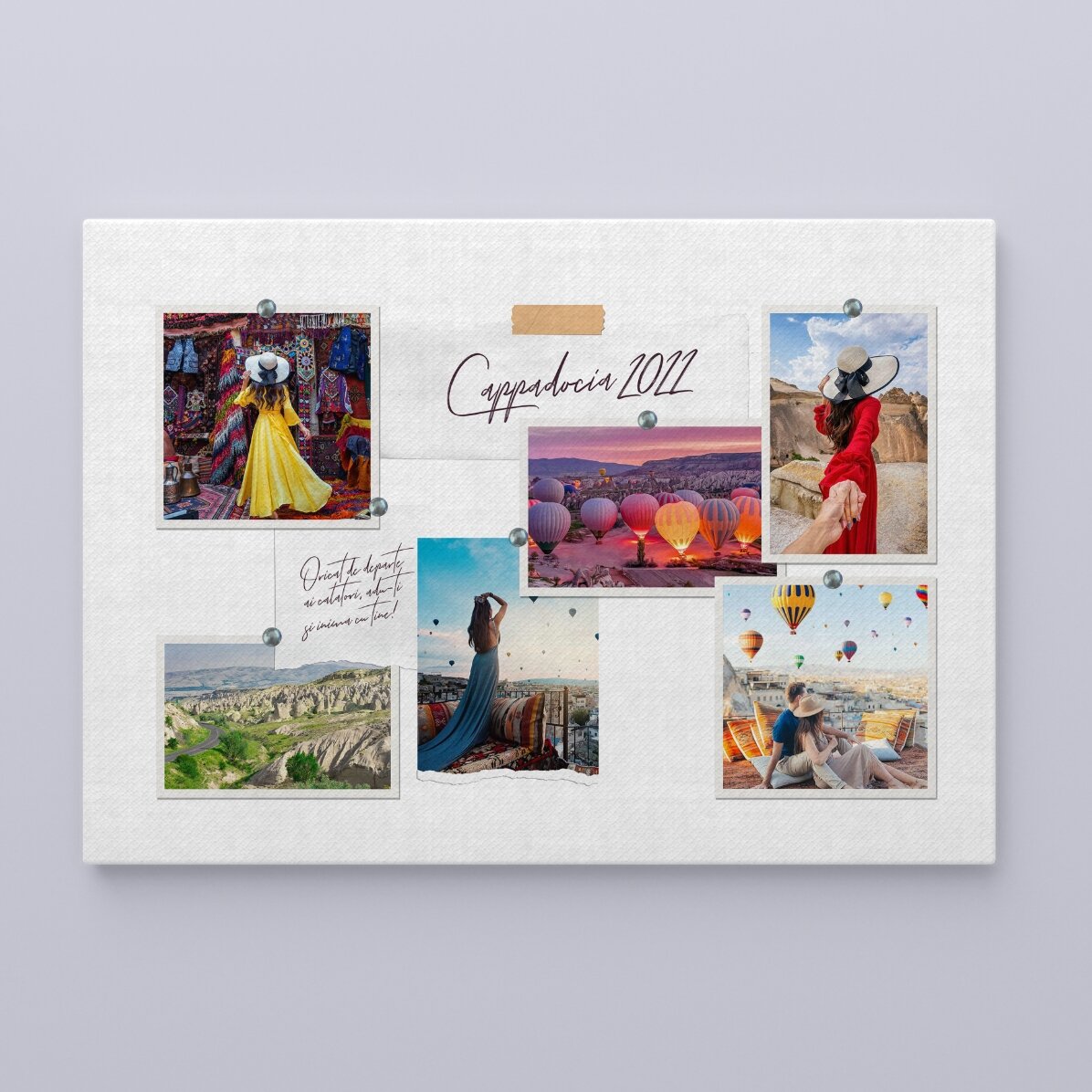 Cuadro paisajístico personalizado con 6 fotos y texto - Tus vacaciones