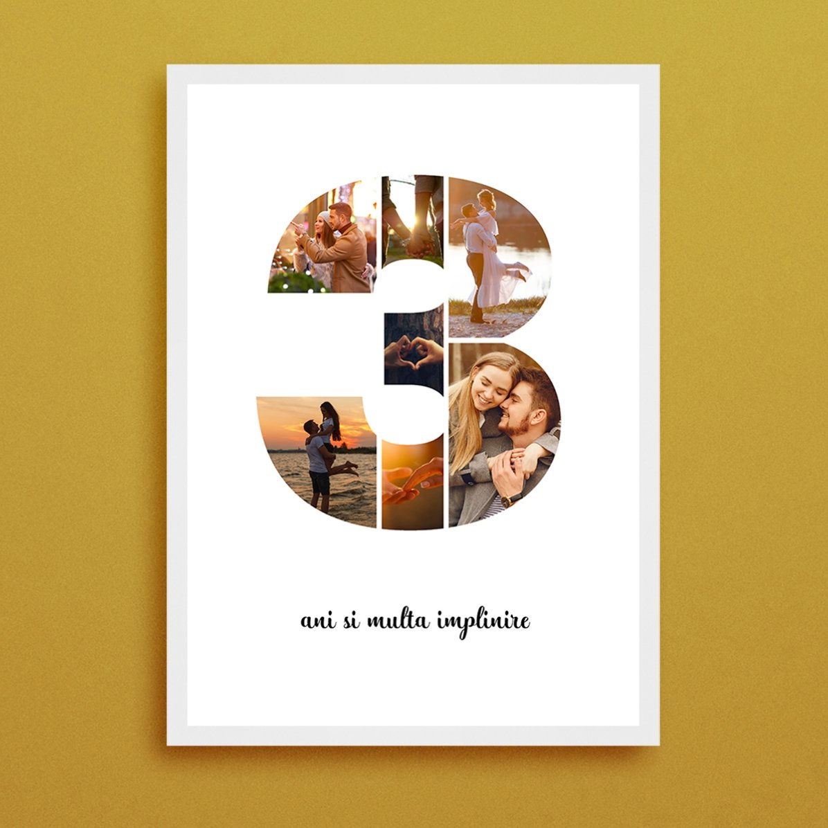Cuadro personalizado con 7 fotos, modelo número 3, y mensaje de texto