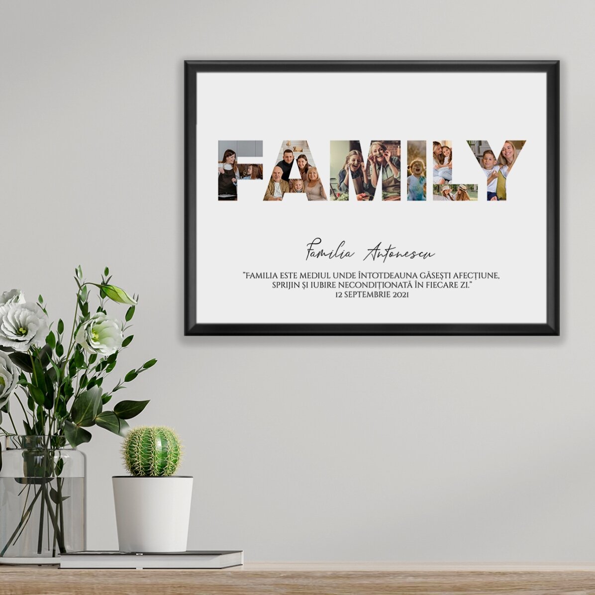 Cuadro personalizado con 7 fotos y texto - Familia