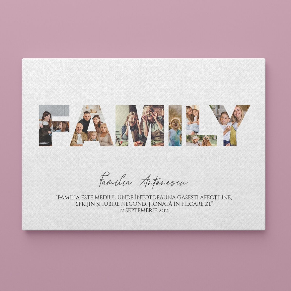Cuadro personalizado con 7 fotos y texto - Familia