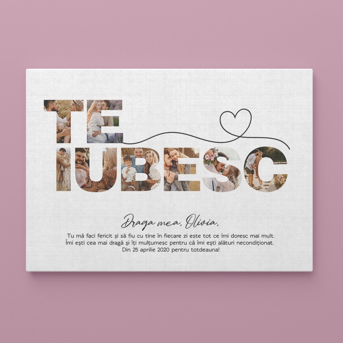 Cuadro personalizado con 8 fotos y el texto «Te quiero»