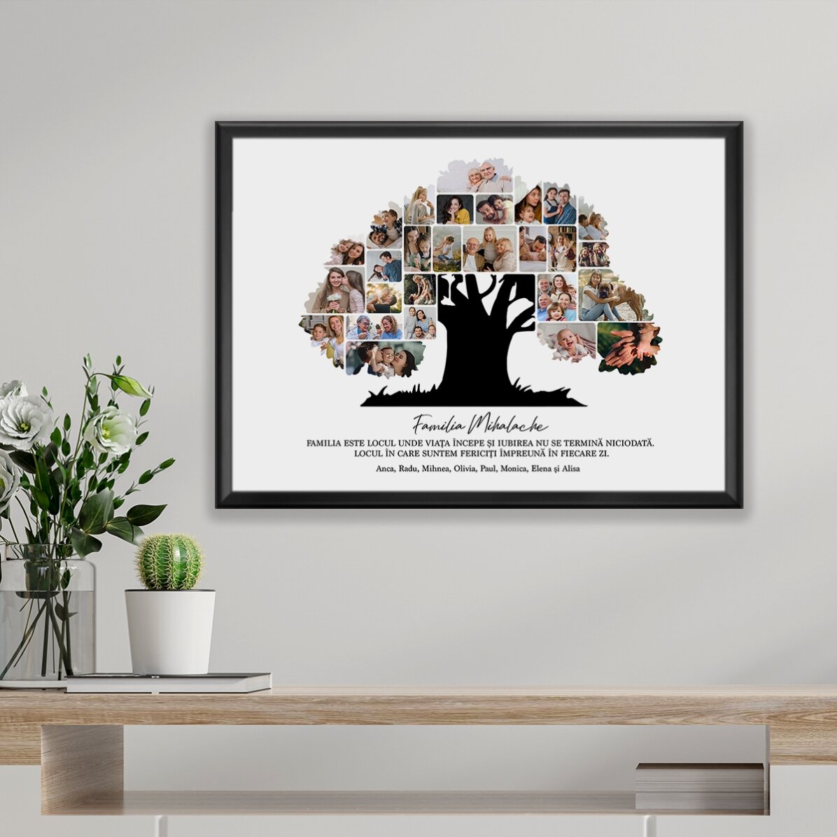 Cuadro paisajístico personalizado con fotos y texto: «Nuestra familia»