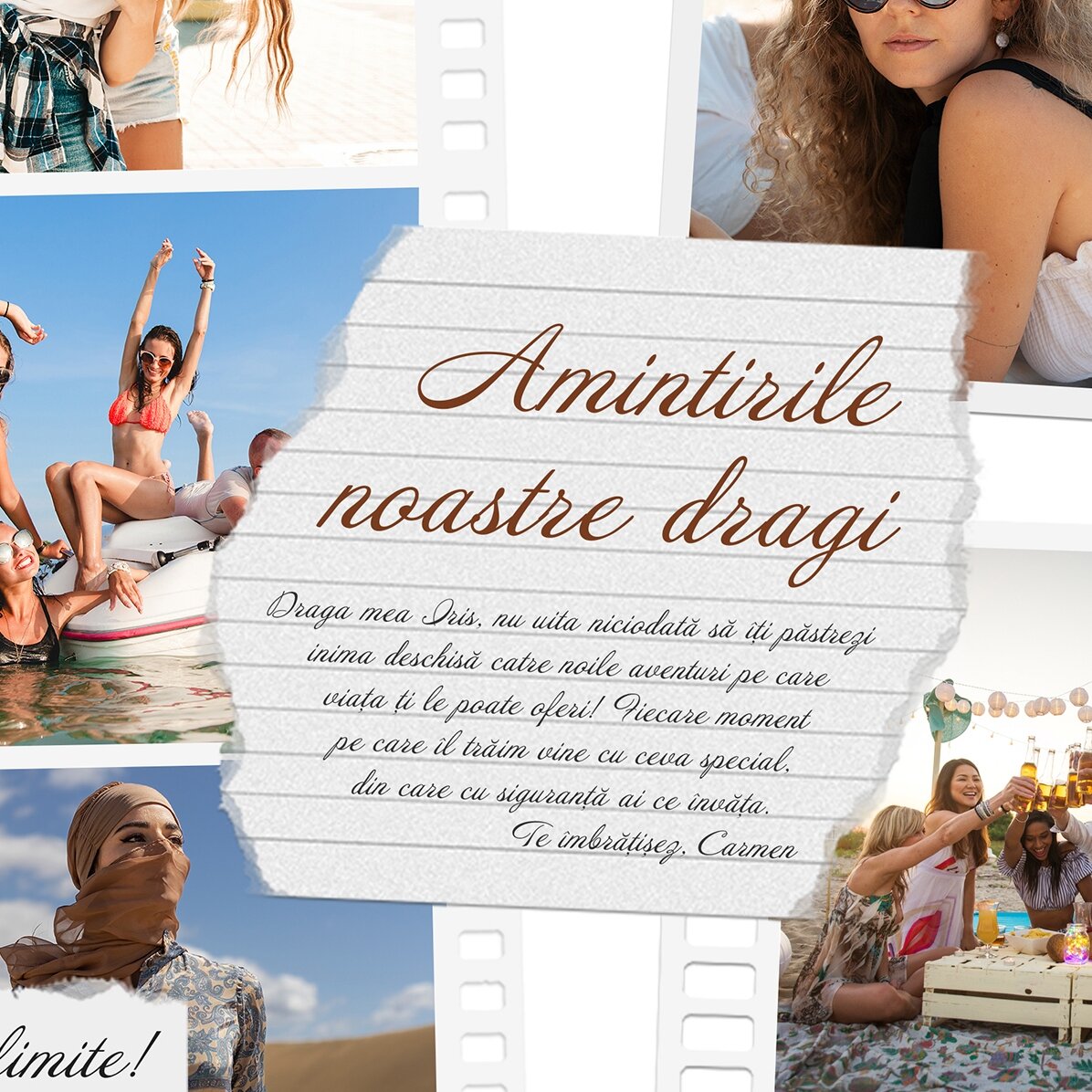 Personalised landscape painting with photos and text - Photos on film