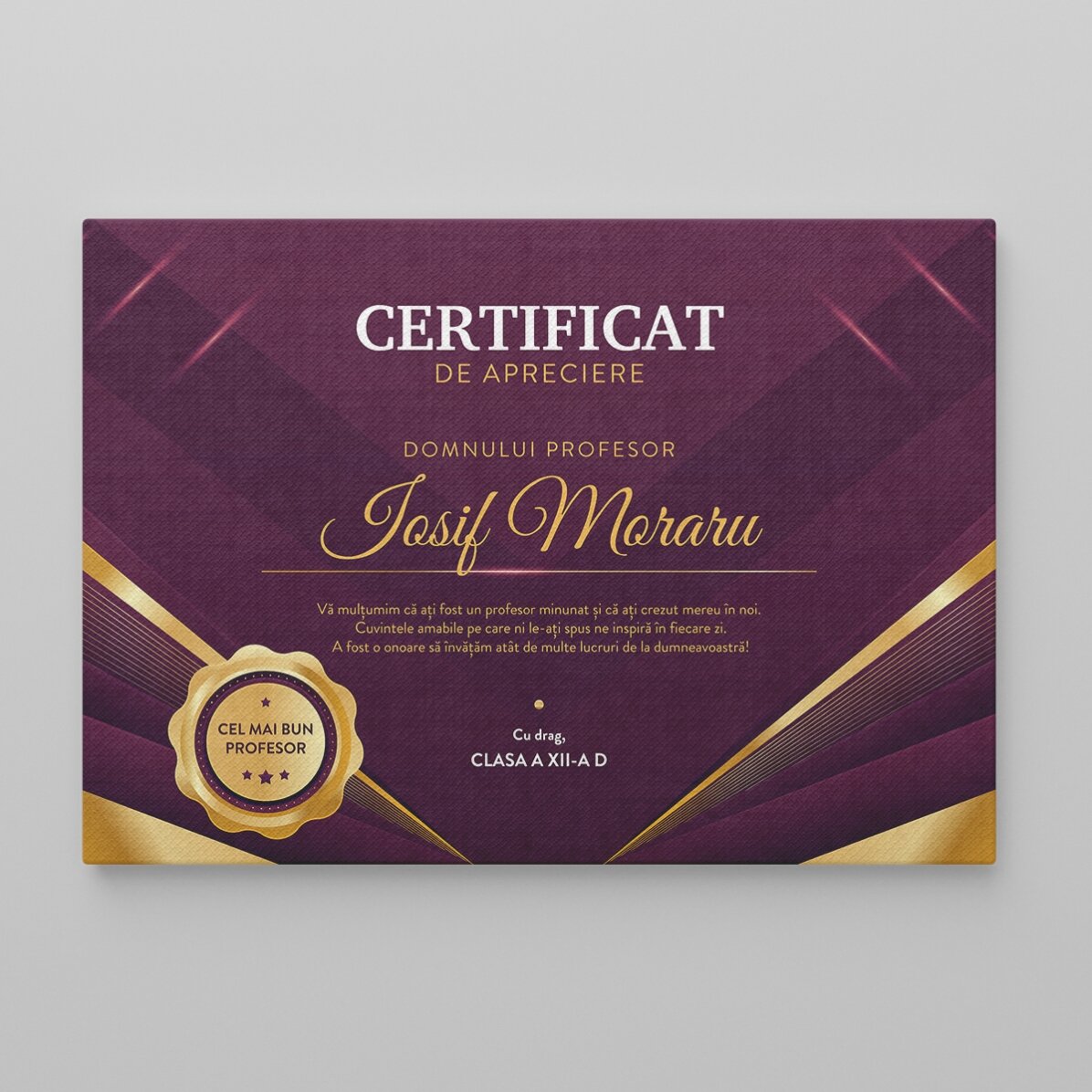Cuadro paisajístico personalizado - modelo de diploma de reconocimiento para profesores