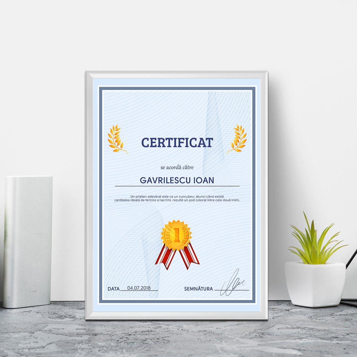 Cuadro personalizado - Certificado de agradecimiento