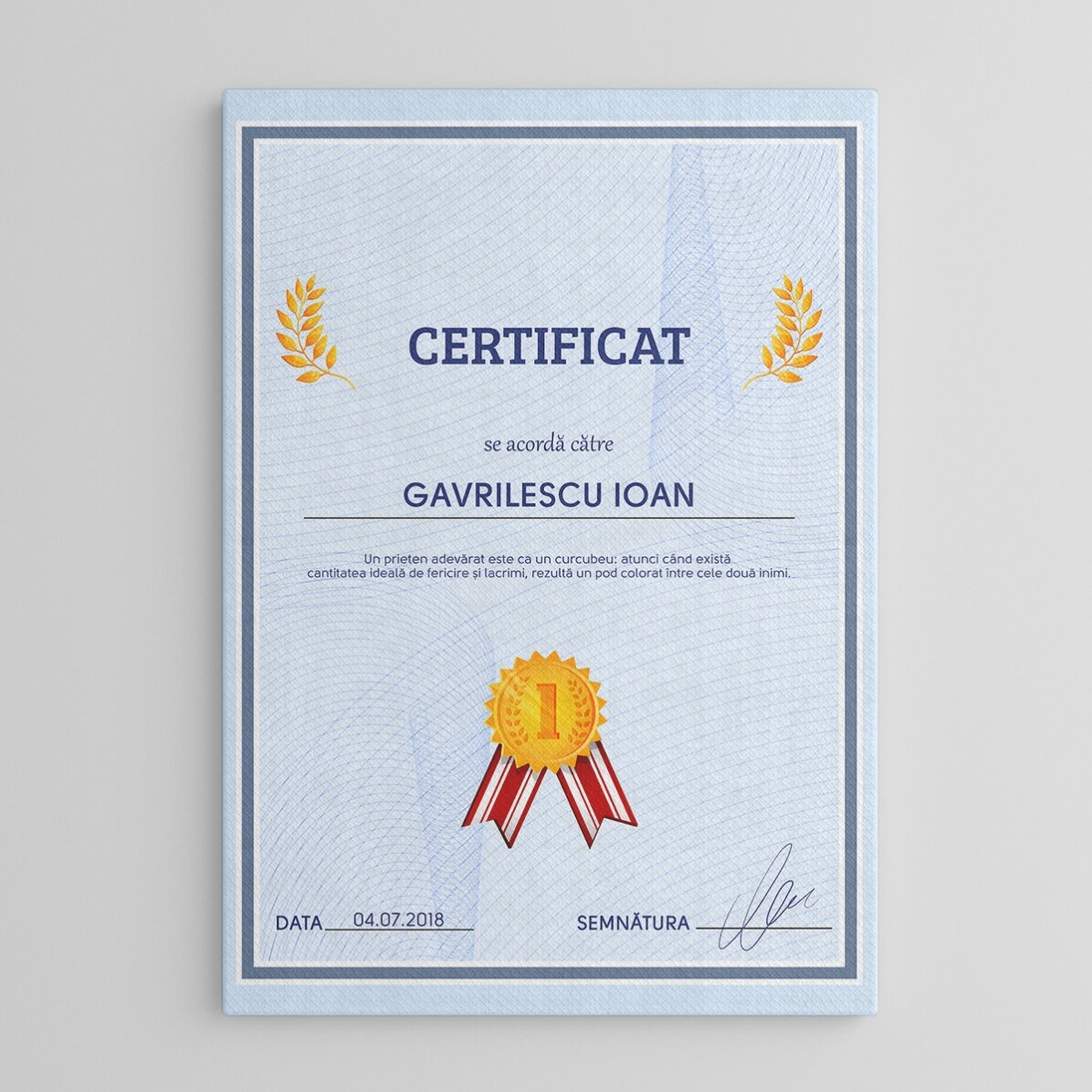 Cuadro personalizado - Certificado de agradecimiento