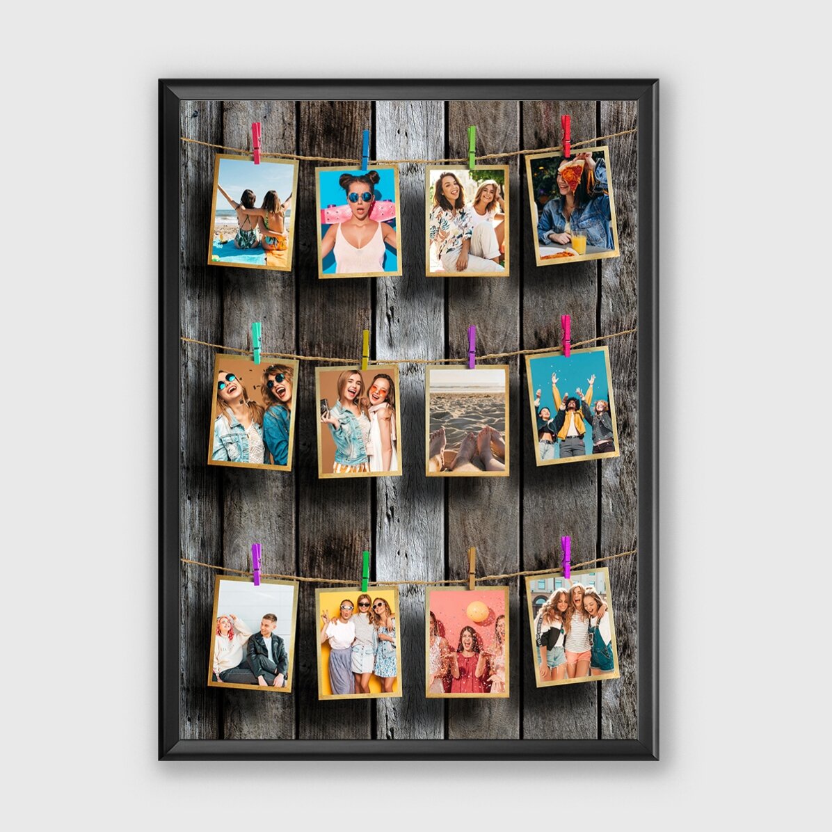 Cuadro personalizado con 12 fotos para enmarcar