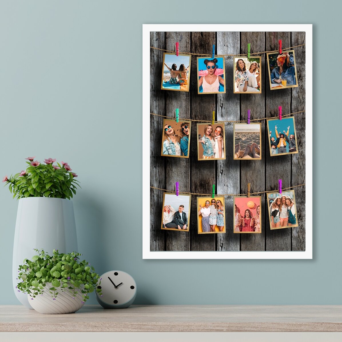 Cuadro personalizado con 12 fotos para enmarcar