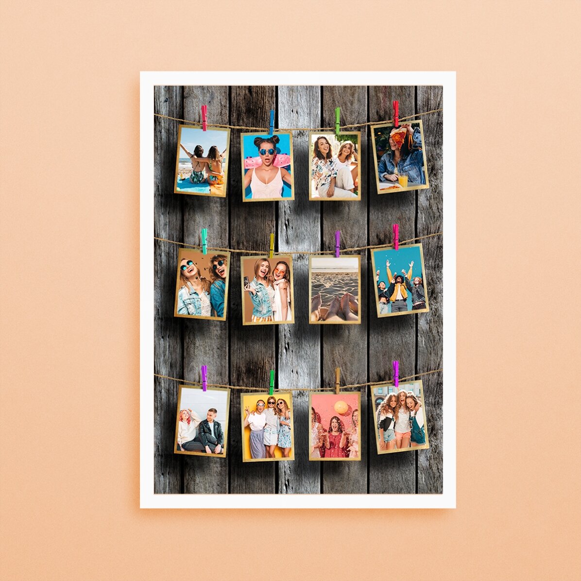 Cuadro personalizado con 12 fotos para enmarcar
