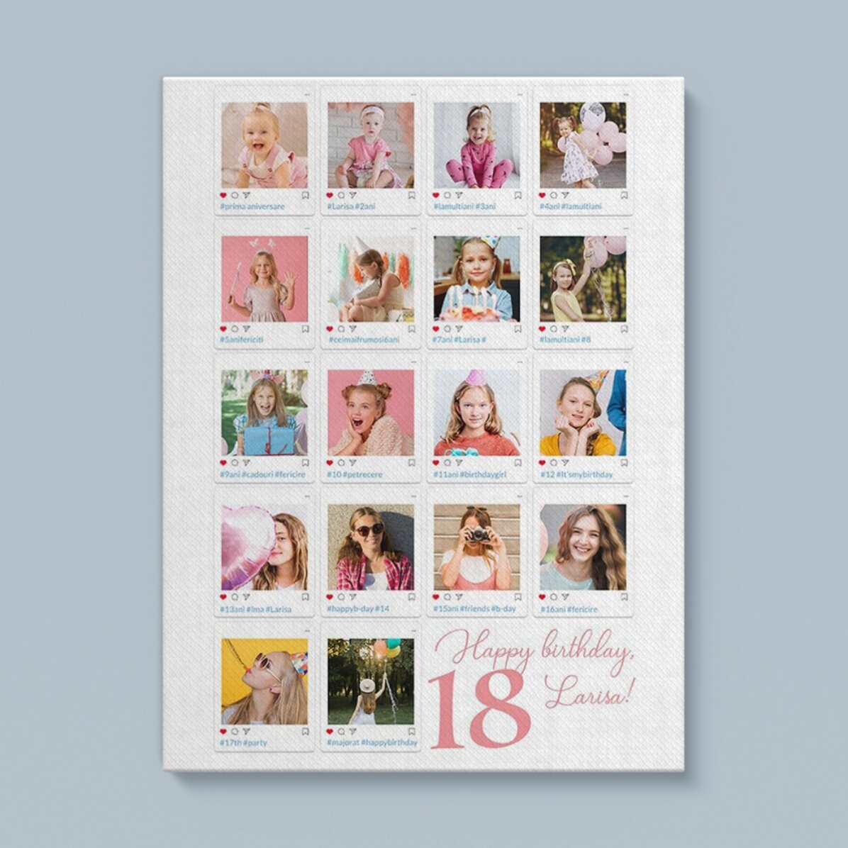Cuadro personalizado con 18 fotos y un mensaje - #Instagram