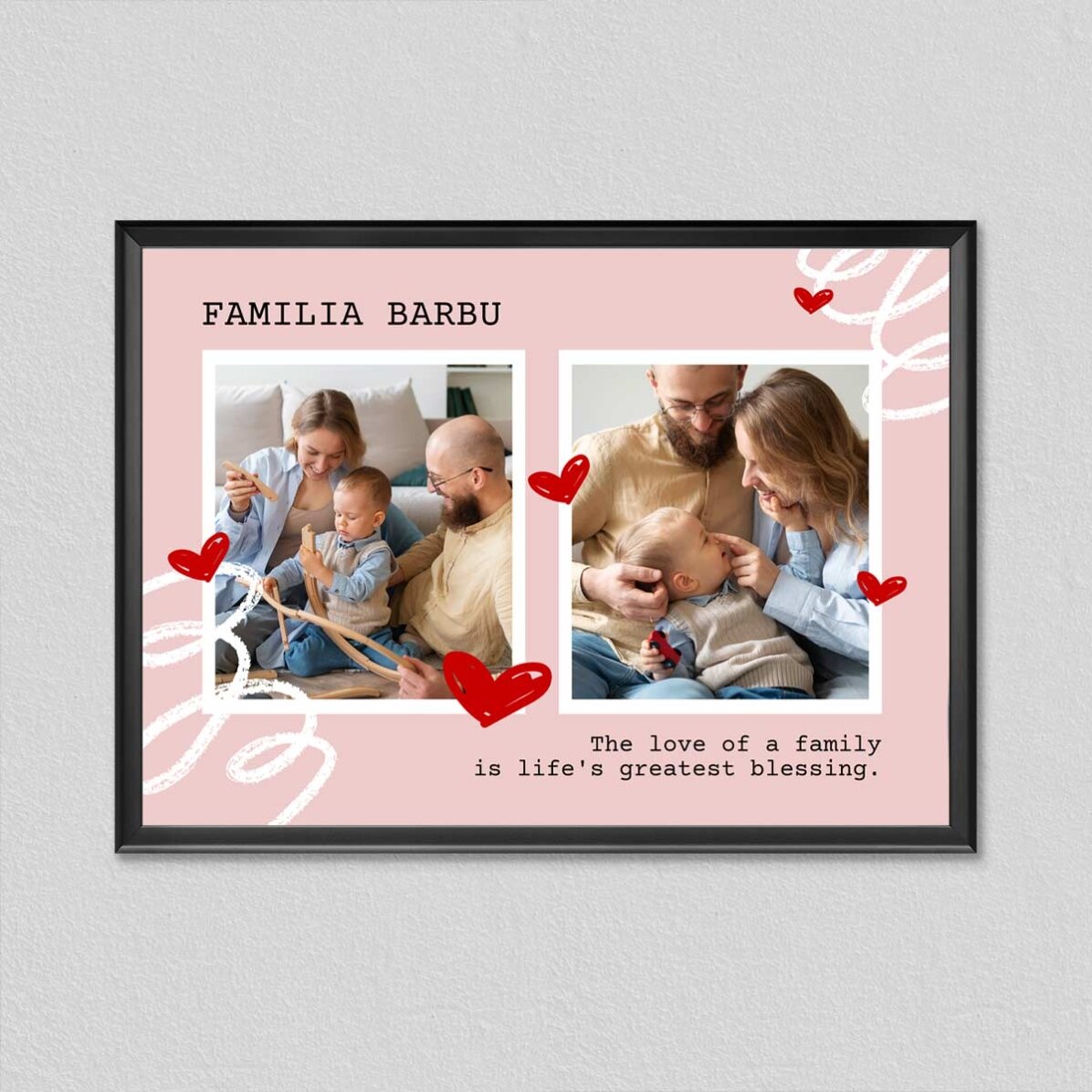Cuadro personalizado con 2 fotos y texto - Familia
