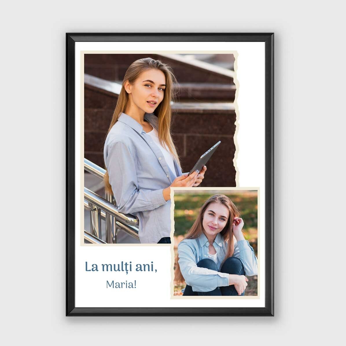 Cuadro personalizado con 2 fotos y un texto: «¡Te quiero!»