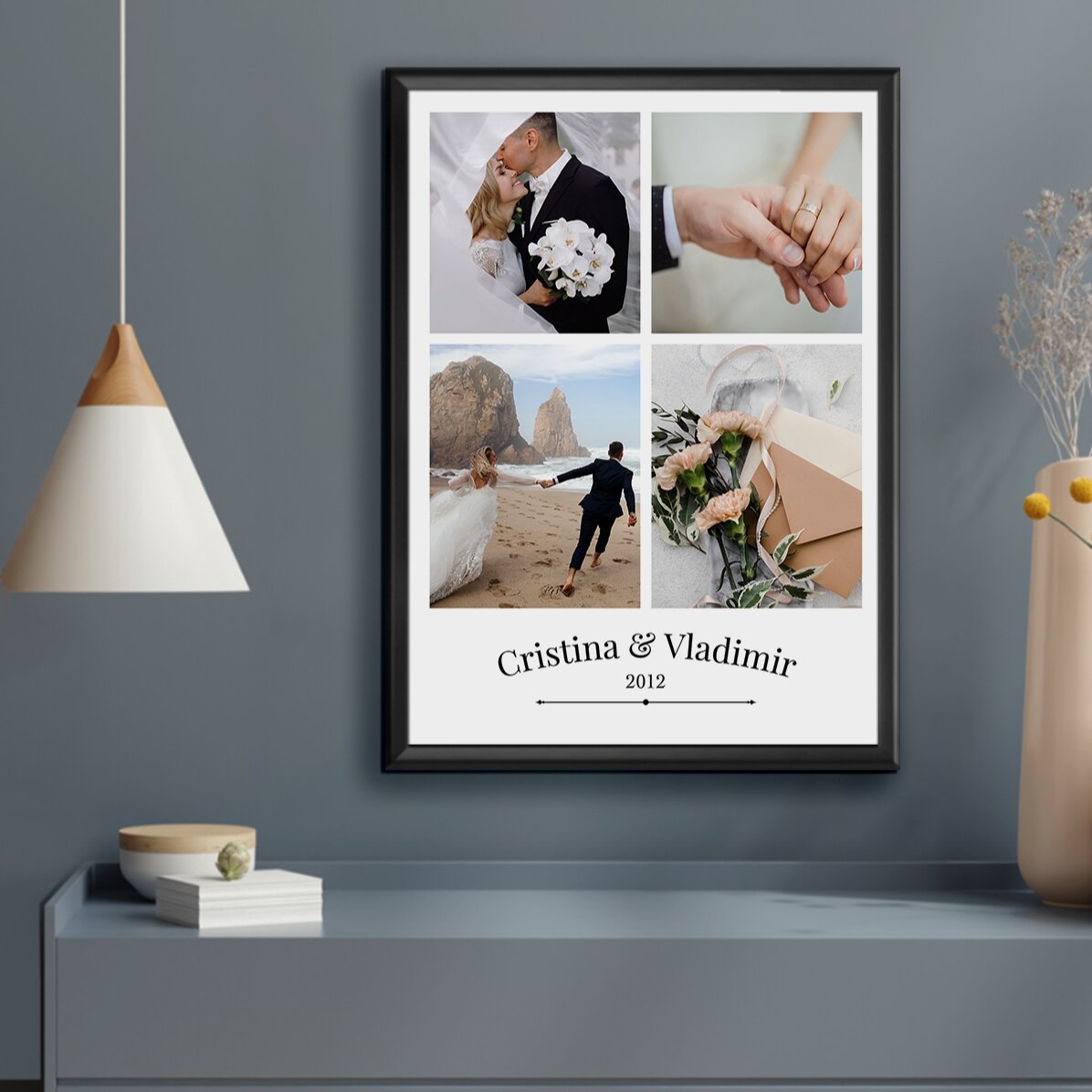 Cuadro personalizado con 4 fotos de pareja