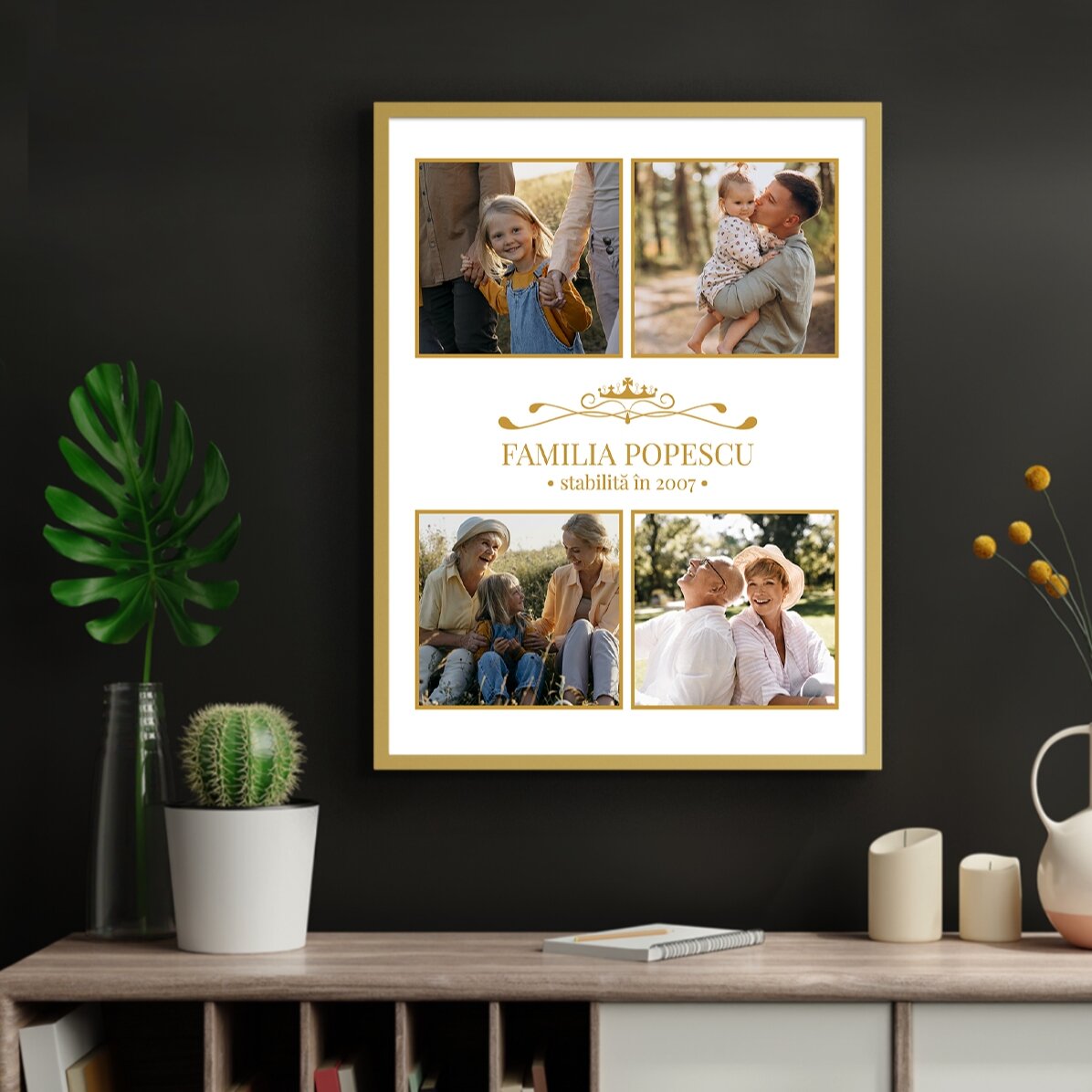 Cuadro personalizado con 4 fotos de familia