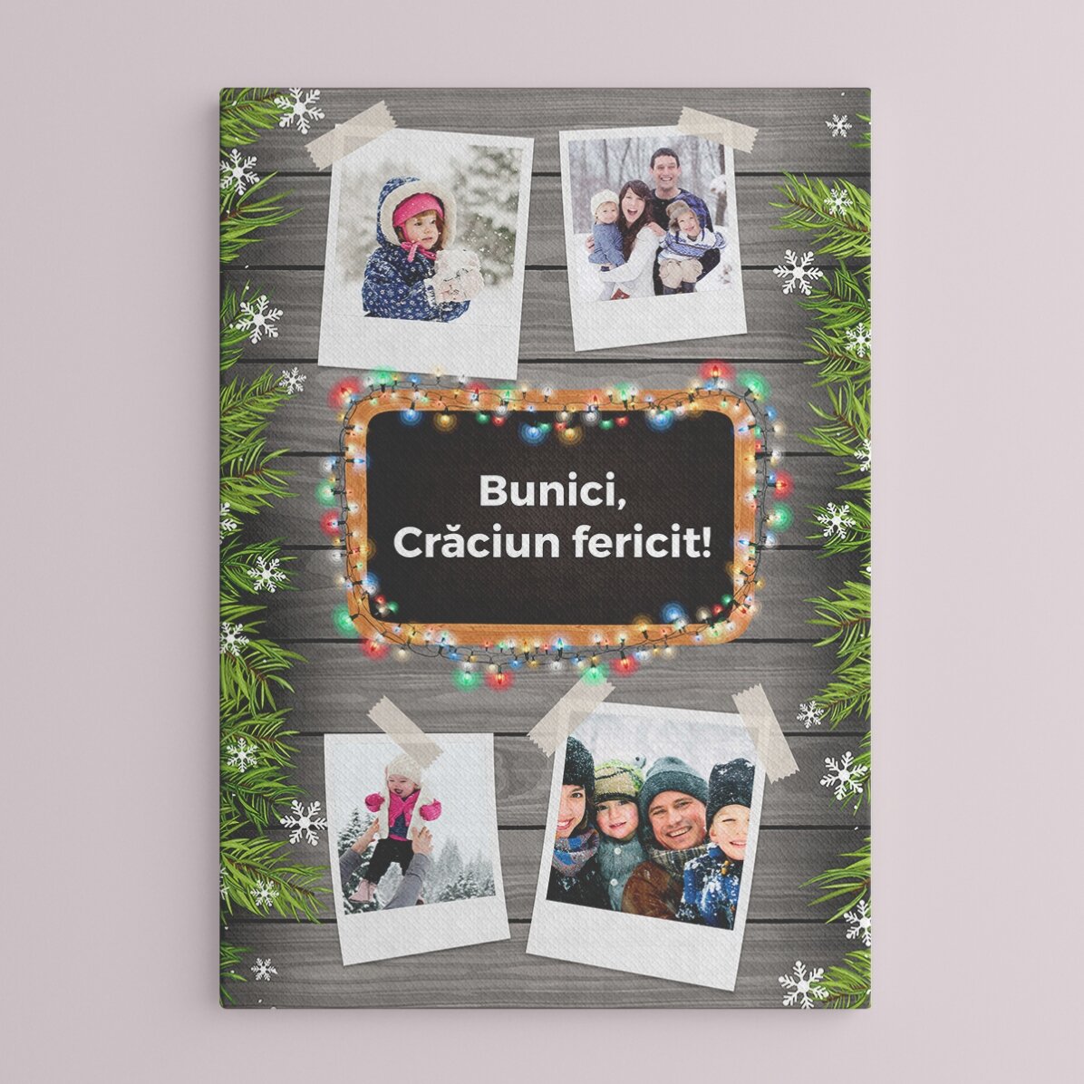 Cuadro personalizado con 4 fotos y texto - modelo navideño
