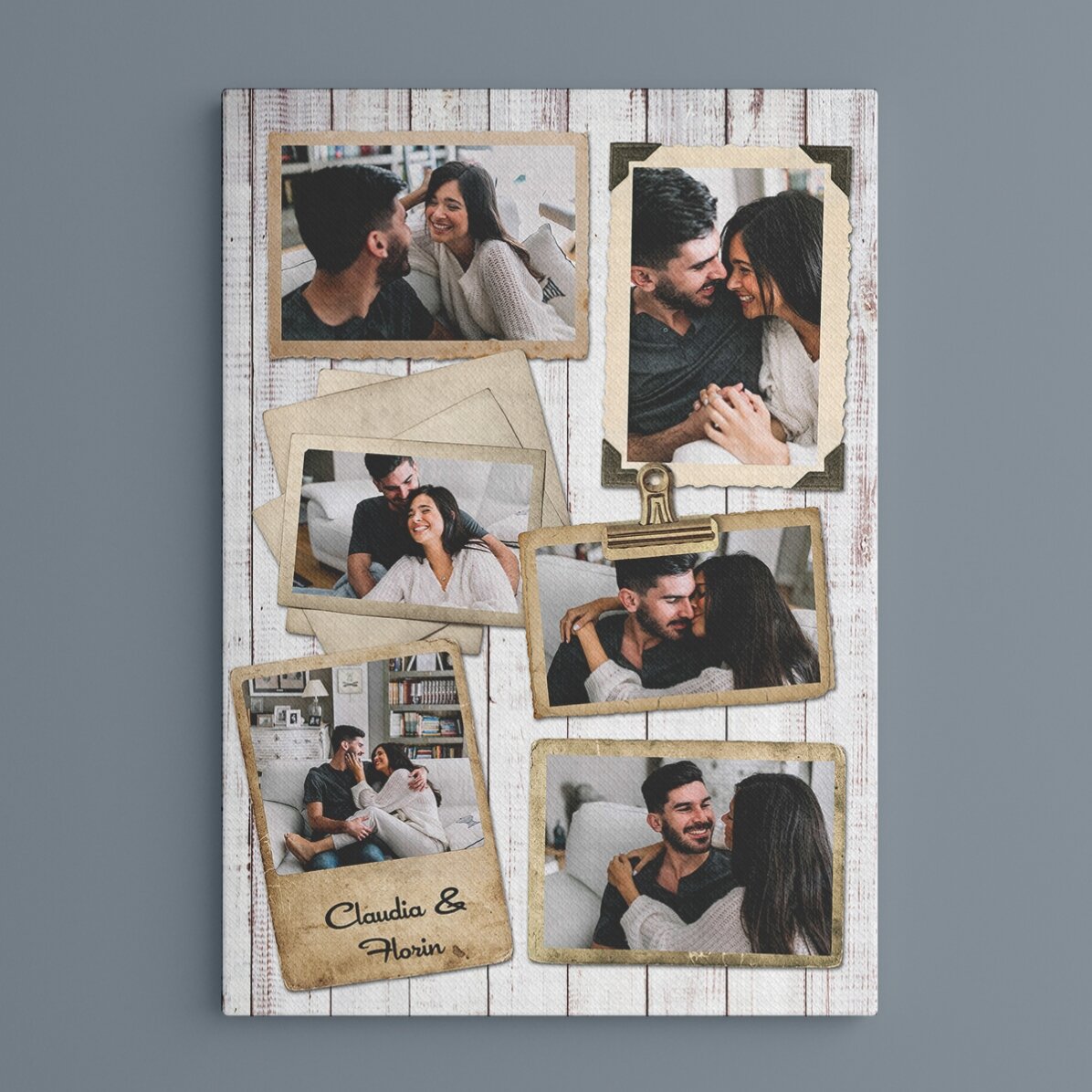 Cuadro personalizado con 6 fotos con diseño vintage