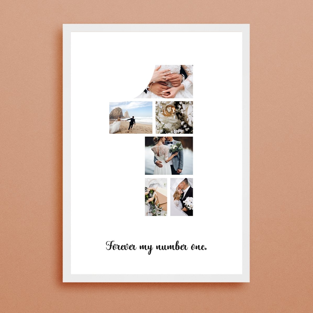 Cuadro personalizado con 6 fotos del modelo n.º 1 y un mensaje de texto
