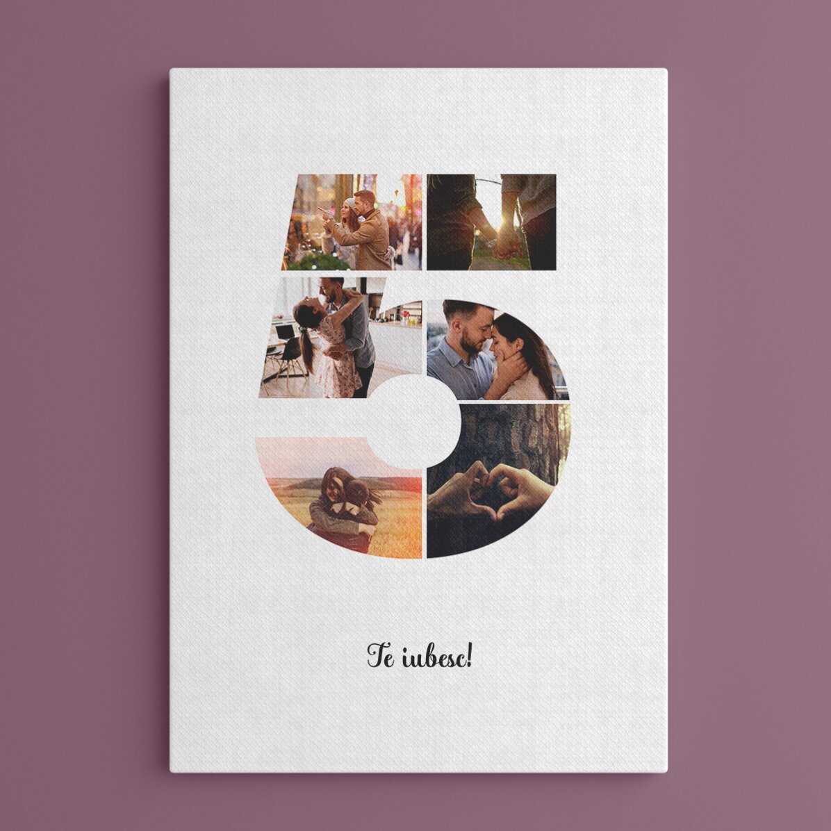 Cuadro personalizado con 6 fotos, modelo número 5, y mensaje de texto