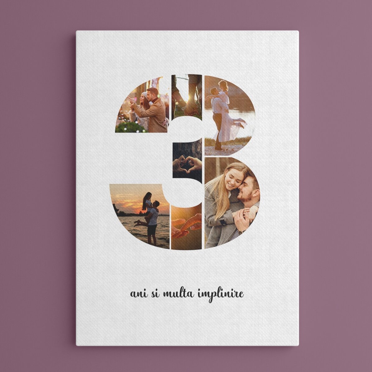 Cuadro personalizado con 7 fotos, modelo número 3, y mensaje de texto