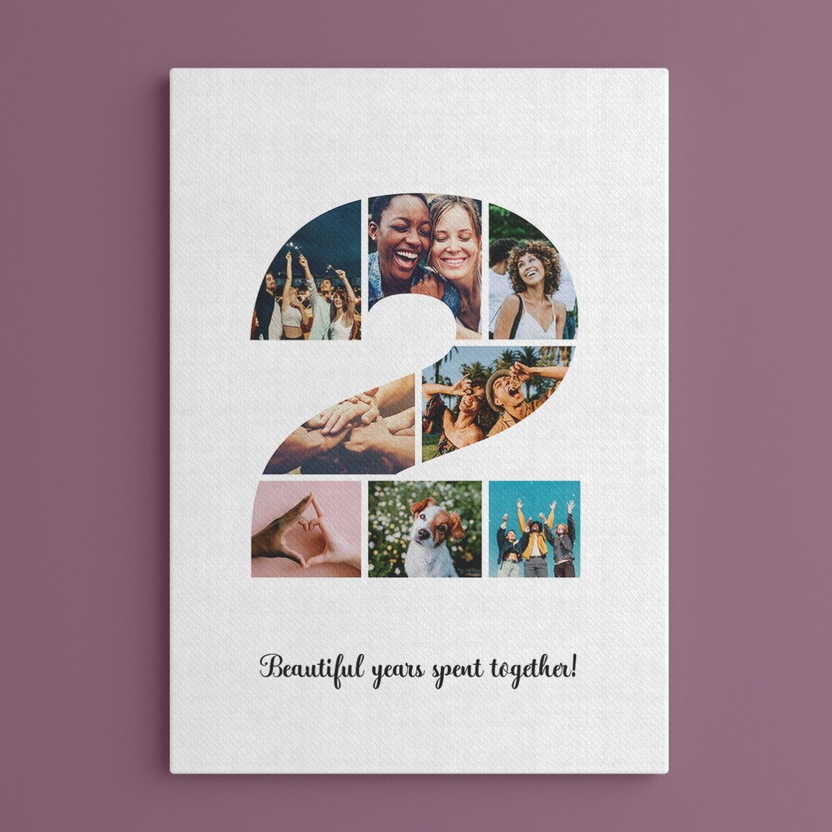 Cuadro personalizado con 8 fotos, modelo n.º 2, y mensaje de texto