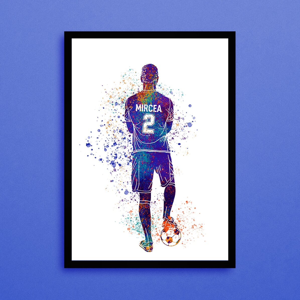 Cuadro personalizado con tu nombre y tu número de jugador - Fútbol