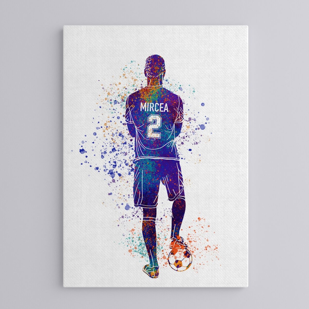 Cuadro personalizado con tu nombre y tu número de jugador - Fútbol