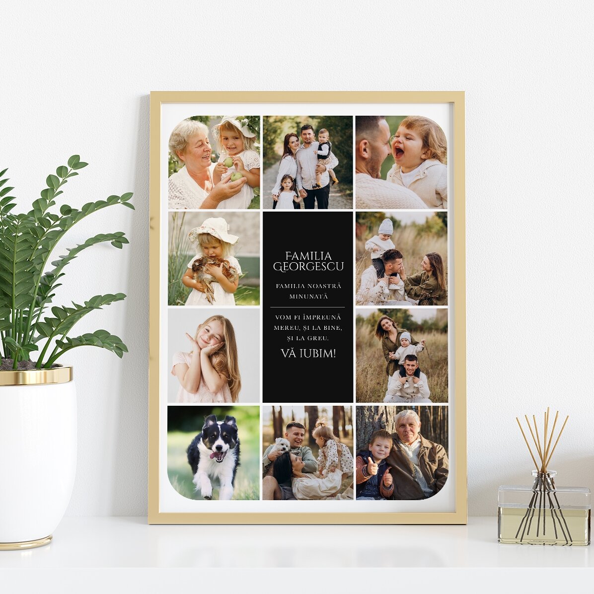 Cuadro personalizado con texto y 10 fotos: «Nuestra familia»