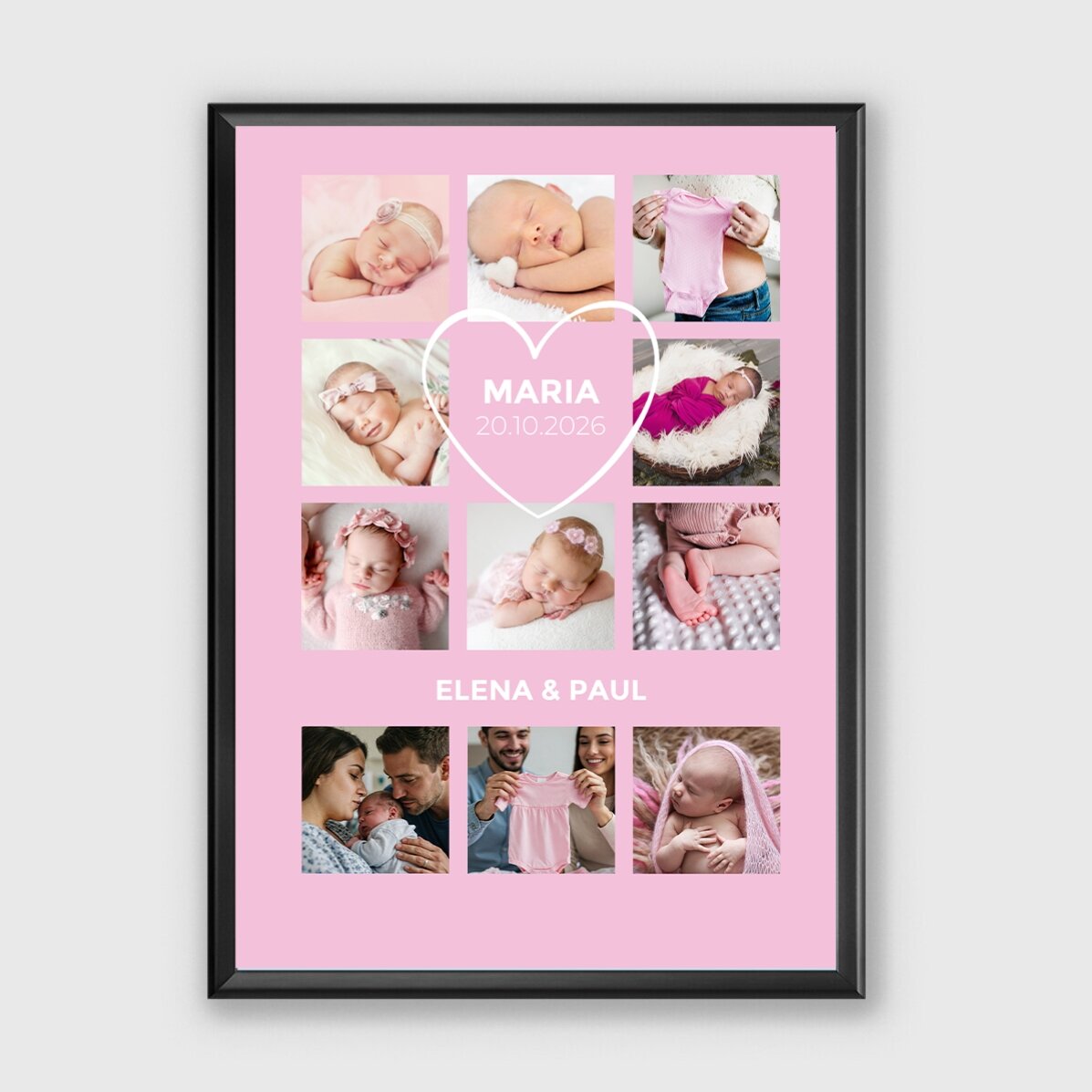 Cuadro personalizado con texto y 11 fotos - Bebé