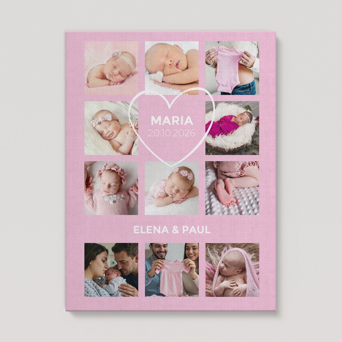 Cuadro personalizado con texto y 11 fotos - Bebé